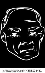 black and white vector sketch of the face of an adult male