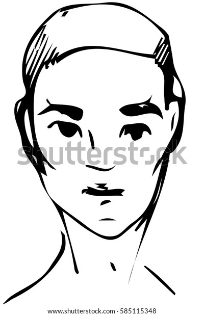 Black White Vector Sketch Face Handsome Stock Vector (Royalty Free ...