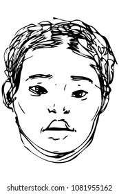 black and white vector sketch of a handsome young man