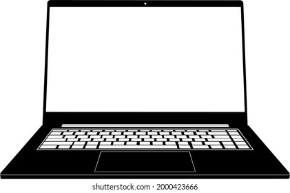 Black and white vector sketch of laptop