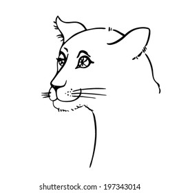 Black and white vector sketch of the lion