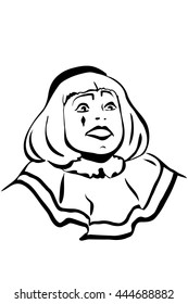 black and white vector sketch white mime smiling
