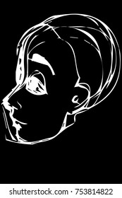 black and white vector sketch portrait of a young man
