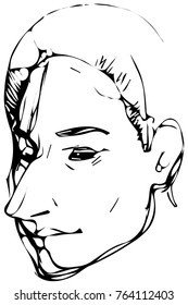 black and white vector sketch for a portrait of an adult woman
