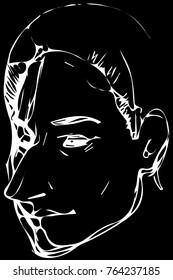 black and white vector sketch for a portrait of an adult woman