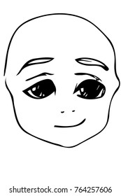 black and white vector sketch for a portrait of the baby with big eyes 