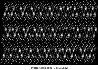 black and white vector sketch of a stalk of grass swinging in the wind