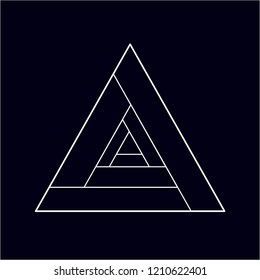 Black and white vector sketch of a tattoo fire and air triangles. Vector image and symbol on dark background.