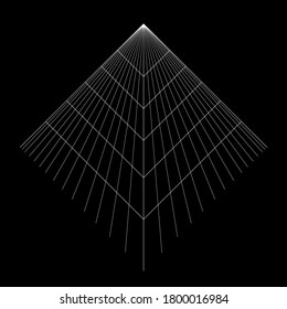 Esbozo vectorial en blanco y negro de una forma geométrica, triángulo, pirámide, cubo y rhombus, arte de línea poligonal, ilustración vectorial