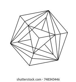 Black and white vector sketch of a tattoo set geometric shape, triangle, polygonal. Line art, line shape, tattoo design, vector illustration.