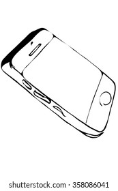 black and white vector sketch of touchscreen mobile phone