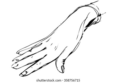 black and white vector sketch of women's right hand