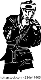 black and white vector sketch of the wrestler
