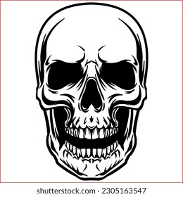 black and white vector skull