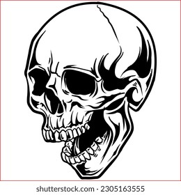 cráneo vectorial en blanco y negro