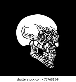 Black and white vector skull in abstract style