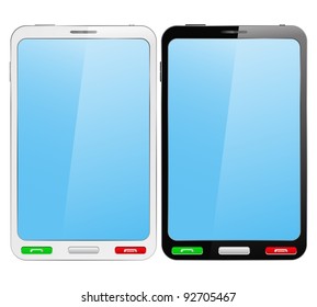 Black and white vector smartphones on white background