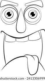 Black and white vector of a smiling cartoon face