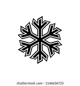 Black and white vector snowflake on white background.