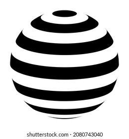 Black and white vector sphere of lines for design of logo
