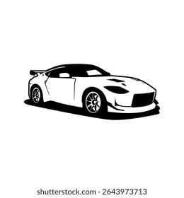 black and white vector sports car