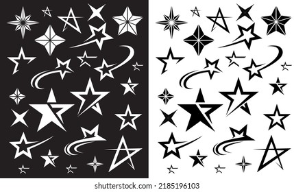 BLACK WHITE VECTOR STAR PACK