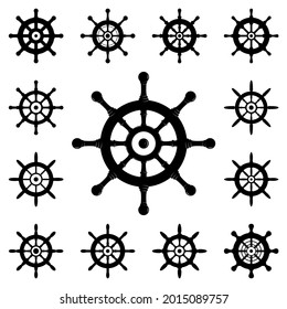 Black white vector steering wheel make for emblem or marine design or logo ideas.