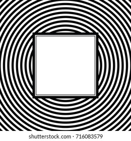 black and white vector stripes pattern background with square or rectangle text box design
