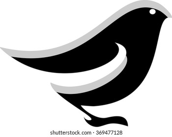 Black and white vector stylized logo of bird. A small bird, the logo for clinic