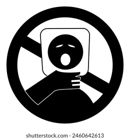 Black and White Vector Suffocation Danger Warning Icon