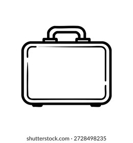Schwarz-weißer Vektorkoffer-Umrisssymbol für Reisegeschäft und Tourismusdesign