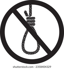 Black and white vector symbols: 'Stop Suicide' and 'End Death Penalty.' Ideal for raising awareness on important issues, making them compelling assets. 