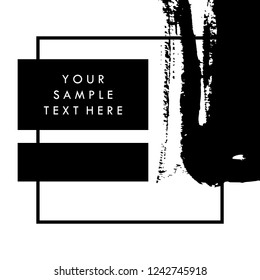 Black and white vector template background for presentation, for flyer and for banner, with paint brush strokes. Vector brush stroke for trendy design.