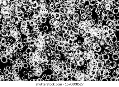 Black and white vector template with circles. Glitter abstract illustration with blurred drops of rain. Pattern for ads, leaflets.