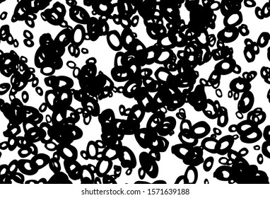 Black and white vector template with circles. Illustration with set of shining colorful abstract circles. Pattern of water, rain drops.