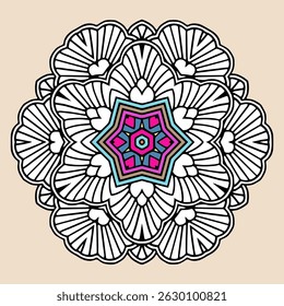 Black and white vector template, mandala stencil suitable for laser cutting metal, wood carving, coloring, stained glass. Isolated. Patterns and ornaments of the East, Asia, India, Mexico, Aztec, Peru