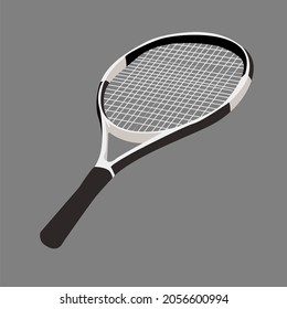 black and white vector tennis racket illustration