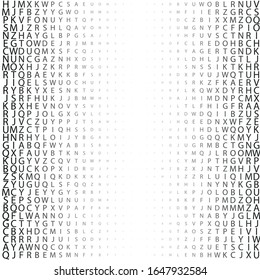 Black and white vector texture with alphabet characters. The pattern can be used as ads, poster, banner for books.