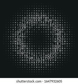 Black and white vector texture with alphabet characters. The pattern can be used as ads, poster, banner for books.