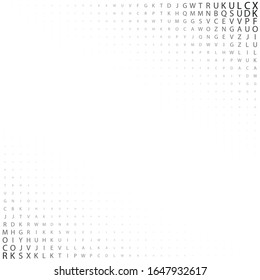 Schwarz-Weiß-Vektorillustration-Textur mit Buchstaben. Das Muster kann als Werbung, Poster, Banner für Bücher verwendet werden.