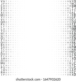 Black and white vector texture with alphabet characters. The pattern can be used as ads, poster, banner for books.