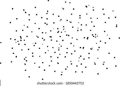 Black and white vector texture, a lot of large and small dots arranged randomly, cosmic dust, explosion effects, textured design element, chaotic pattern. Abstract background