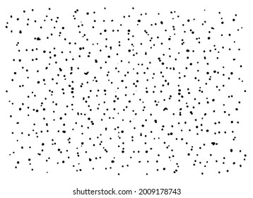 Black and white vector texture, lots of large and small dots randomly arranged, cosmic dust, explosion effects, texture design elements, chaotic pattern. Abstract background. manually drawn background