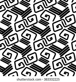 Black and white vector texture. Tribal textile background. Geometric fabric texture with traditional elements