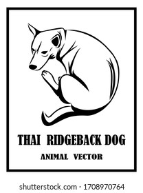 Black and white vector of Thai ridgeback dog. 