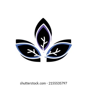 Black and white vector with three colored leaves drawing. Simple designs for logos, symbols, tattoos, icons, brands, book covers and more
