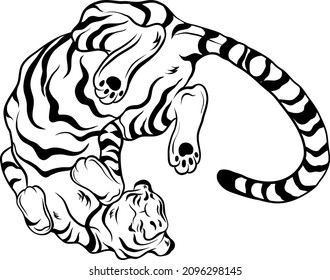 Black and white vector tiger.