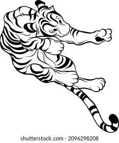 Black and white vector tiger.