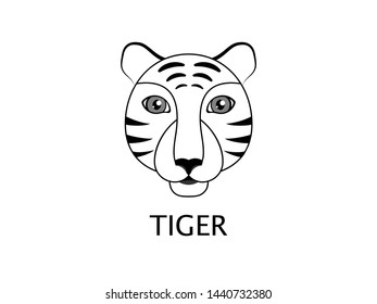Black and white vector tiger logo icon isolated on white background