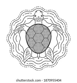 Black and white vector turtle coloring book